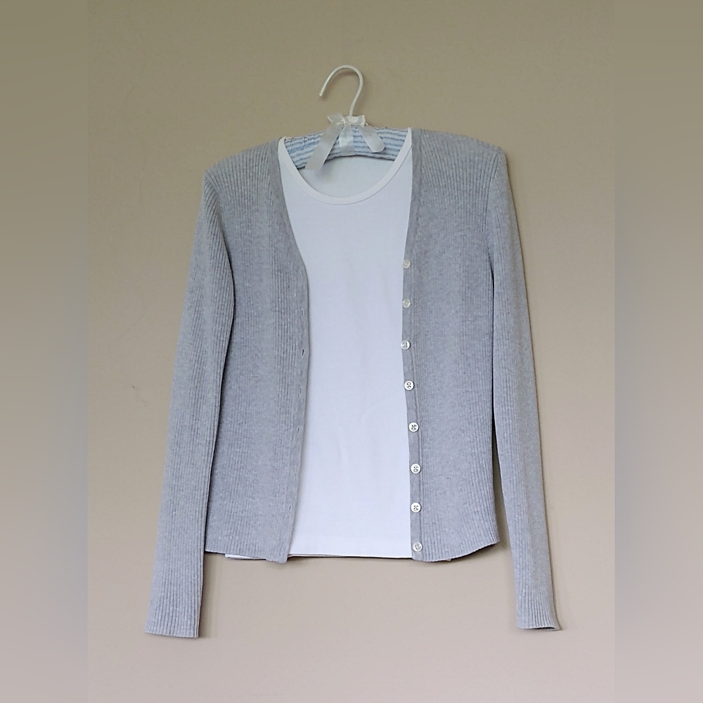 grey ribbed cardigan
